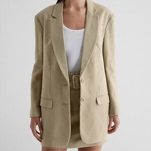 EXPRESS NEW $168 ELM GREEN LINEN BLEND OVERSIZED BOYFRIEND BLAZER SZ M MEDIUM